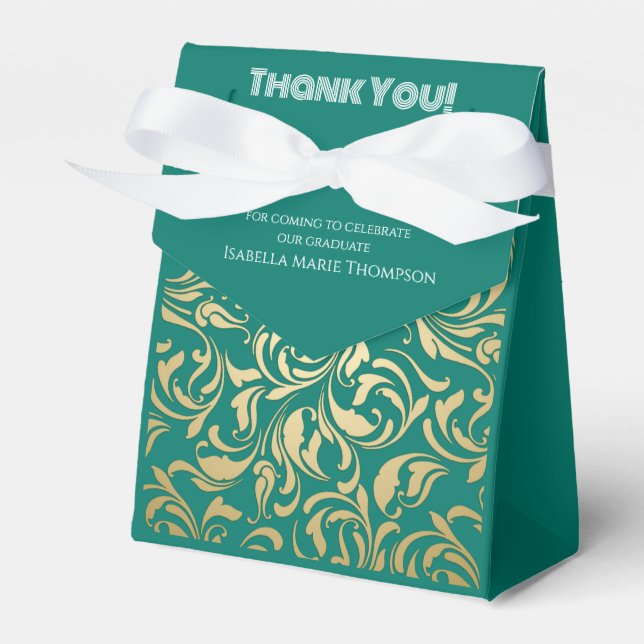 Eleganter Emerald Green & Gold Abschluss Geschenkschachtel (Vorderseite)