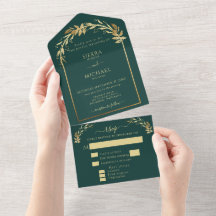 Eleganter Emerald Green Golden Foliage Wedding Arc