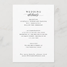 Eleganter Empfang Unterkunft Details Hochzeiten Begleitkarte