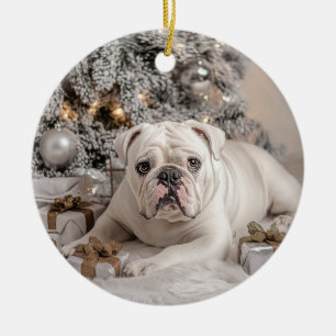 Eleganter English Bulldog Weihnachten Keramik Ornament
