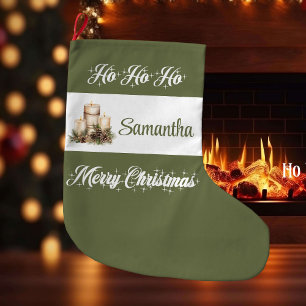 Eleganter, erdiger nordischer Stil personalisierte Großer Weihnachtsstrumpf