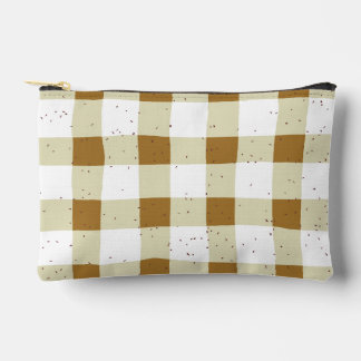 Eleganter Erdton kariertes Muster Natural Brown Zubehörtasche
