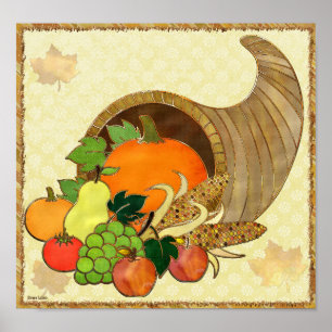 Eleganter Erntedank Mixed Media DECOR Poster