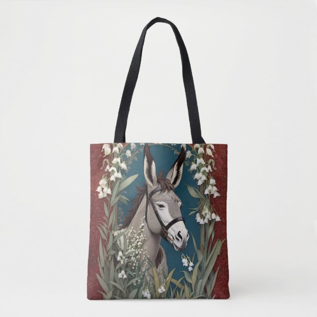 Eleganter Esel und Maiglöckchenblumen Tasche (Vorderseite)