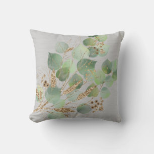 ELEGANTER EUCALYPTUS BRUSHED METALLIC GRAY CUSHION KISSEN