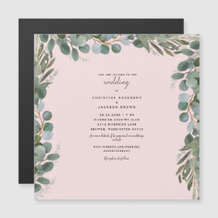 Eleganter Eukalyptus Blush Wedding II Magnetic Magneteinladung