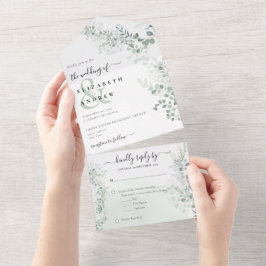 Eleganter Eukalyptus Botanischer Sage QR Code Hoch All In One Einladung