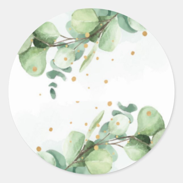 Eleganter Eukalyptus & Gold - Chic Wedding Accents Runder Aufkleber (Vorderseite)