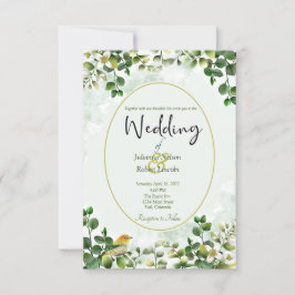 Eleganter Eukalyptus in grün und gold Hochzeitsinv Einladung