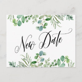 Eleganter Eukalyptus - Neuer Termin auf Hochzeit v Postkarte