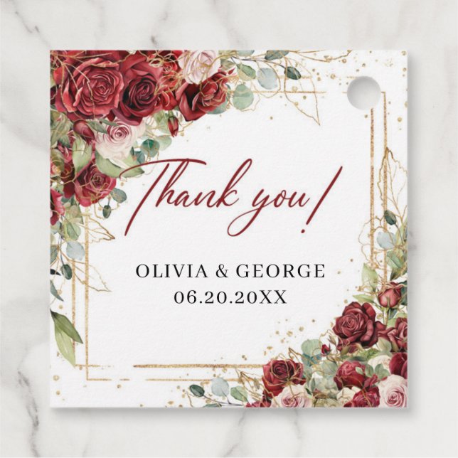 Eleganter Eukalyptus-Rosa Geschenkanhänger (Rückseite)