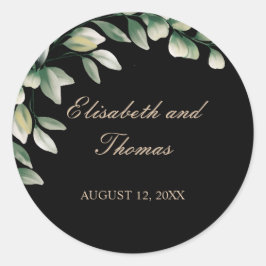 Eleganter Eukalyptus verlasst Hochzeit Runder Aufkleber