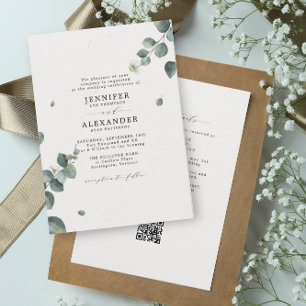 Eleganter Eukalyptus Wedding All in einem UAWG QR- Einladung