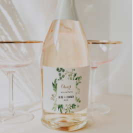 Eleganter Eukalyptus Wedding Sparkling Wine Labels