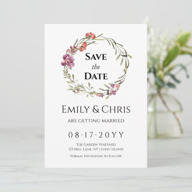 Eleganter Eukalyptus Wedding speichert das Datum Save The Date (Stehend Vorderseite)