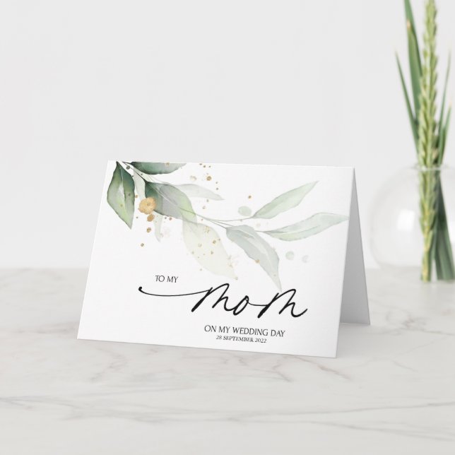 Eleganter Eukalyptus zu meiner Mama am Hochzeitsta Karte (Vorderseite)