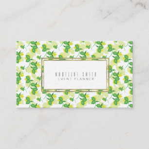 Eleganter Eventplaner Floral Florist Zitrone Grau Visitenkarte