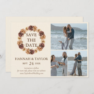 Eleganter Fall Blumenreath 3 FotoCollage Save The Date