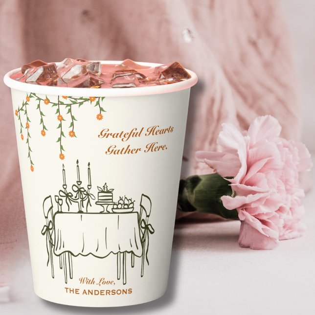 Eleganter Fall Erntedank Freundliches Abendessen Pappbecher (Von Creator hochgeladen)