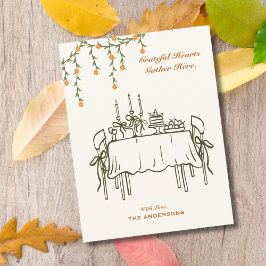 Eleganter Fall Erntedank Freundliches Abendessen Postkarte