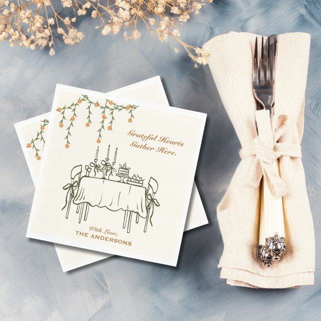 Eleganter Fall Erntedank Freundliches Abendessen Serviette (Von Creator hochgeladen)