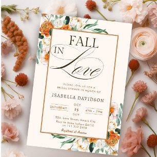 Eleganter Fall im Brautparty Liebe Blumenherbst Einladung