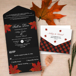 Eleganter Fall in der Liebe Schwarzer Fall Blumenh All In One Einladung