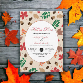 Eleganter Fall in Liebe Blätter Herbstblumenhochze Einladung