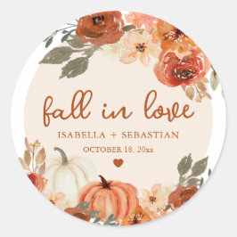 Eleganter Fall in Liebe Boho Pumpkin Hochzeit Runder Aufkleber