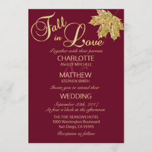 Eleganter FALL in Liebe Burgund Marsala Hochzeit Einladung