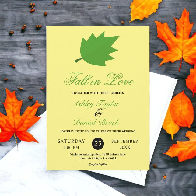 Eleganter Fall in Liebe Rustikale Blätter Hochzeit Einladung (Von Creator hochgeladen)
