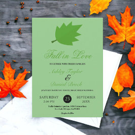 Eleganter Fall in Liebe Sage Blätter Hochzeit im H Einladung