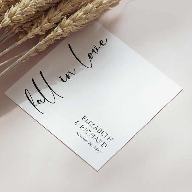 Eleganter Fall in Liebe Skript Hochzeit Napkins Serviette (Elegant Black & White Fall in Love Wedding Napkins Personalized
)