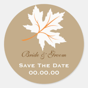 Eleganter Fall Maple Leaf Save the Date Aufkleber