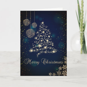 Eleganter falscher goldener Weihnachtsbaum,Schneef Feiertagskarte