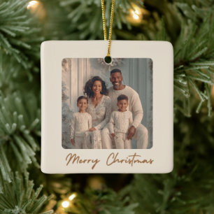 Eleganter Familienfoto-Frohe-Weihnachten-Schmuck Keramikornament