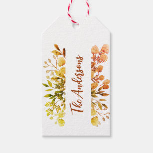 Eleganter Familienname botanische Blätter Bunch Au Geschenkanhänger