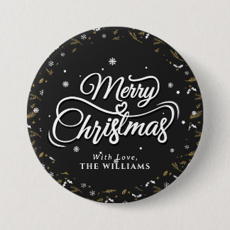 Eleganter Familienname | Frohe Weihnachten Button