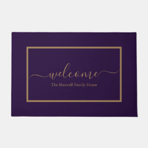 Eleganter Familienname für lila und goldene Schrif Fußmatte
