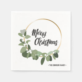 Eleganter Familienname Holiday Merry Weihnachten Serviette