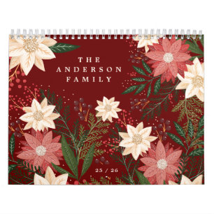 Eleganter Familienname Maroon Weihnachtsstern Chri Kalender