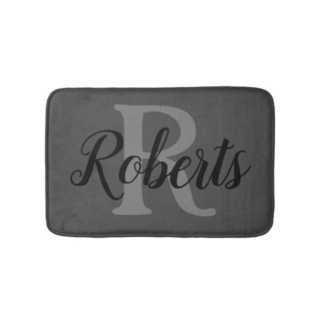 Eleganter Familienname Mit Monogramm Badematte (Vorderseite)