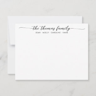 Eleganter Familienname Schwarzer Script-Schriftart Mitteilungskarte