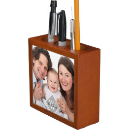 Eleganter Family Foto-Geschenk Monogram-Desk-Organ Stifthalter