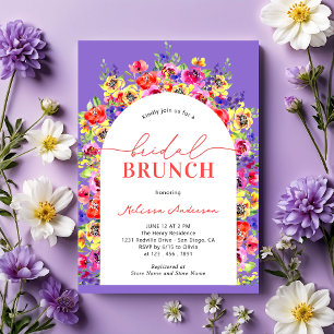 Eleganter farbenfroher Blumengarten Bridal Brunch Einladung