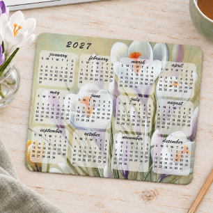 Eleganter farbenfroher Blumenkalender 2027 Mousepad