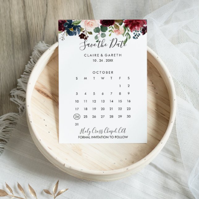 Eleganter farbenfroher Blumenkalender Save the Dat Date (Von Creator hochgeladen)
