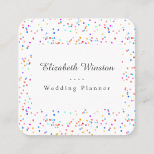 Eleganter farbenfroher Confetti Script Square Quadratische Visitenkarte