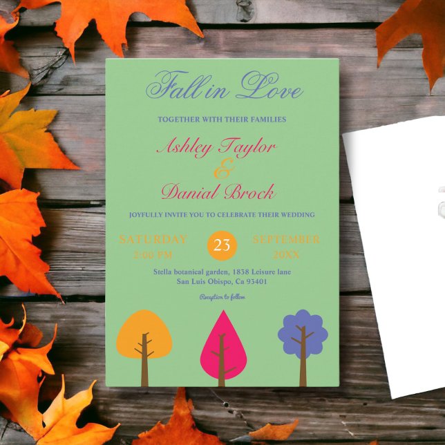 Eleganter farbenfroher Fall in der Liebe Rustikale Einladung (Von Creator hochgeladen)