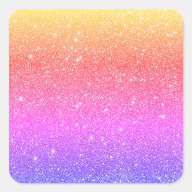 Eleganter farbenfroher Regenbogen-Glitzer Quadratischer Aufkleber (Vorderseite)